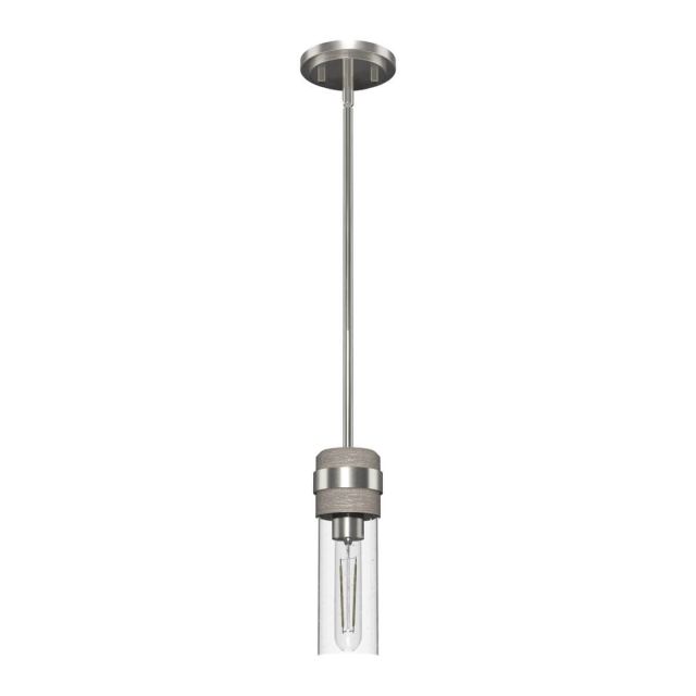 Hunter 19485 River Mill 1 Light 4 inch Mini Pendant in Brushed Nickel with Clear Seeded Glass