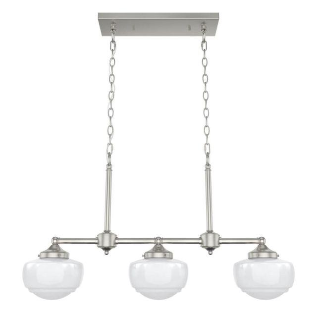 Hunter 19488 Saddle Creek 3 Light 33 inch Linear Light in Brushed Nickel with Cased White Glass