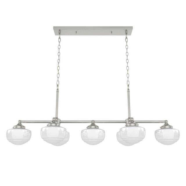 Hunter 19492 Saddle Creek 7 Light 52 inch Linear Light in Brushed Nickel with Cased White Glass