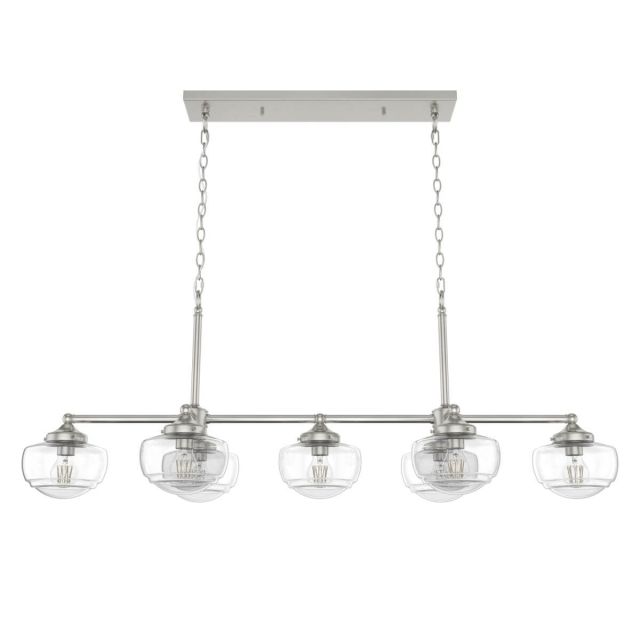 Hunter 19493 Saddle Creek 7 Light 52 inch Linear Light in Brushed Nickel with Clear Seeded Glass