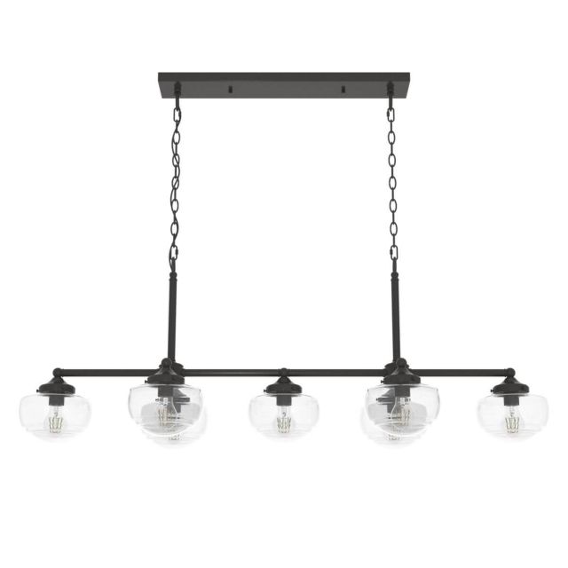 Hunter 19495 Saddle Creek 7 Light 52 inch Linear Light in Noble Bronze with Clear Seeded Glass