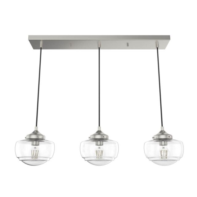 Hunter 19497 Saddle Creek 3 Light 32 inch Linear Light in Brushed Nickel with Clear Seeded Glass