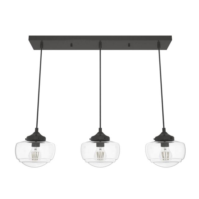 Hunter 19499 Saddle Creek 3 Light 32 inch Linear Light in Noble Bronze with Clear Seeded Glass