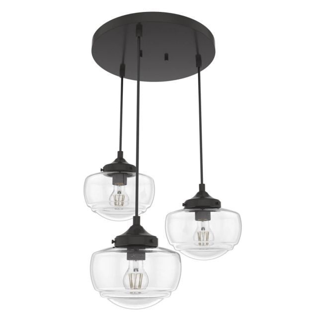 Hunter 19503 Saddle Creek 3 Light 17 inch Cluster Pendant in Noble Bronze with Seeded Glass