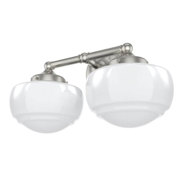 Hunter 19506 Saddle Creek 2 Light 16 inch Bath Vanity Light in Brushed Nickel with Cased White Glass