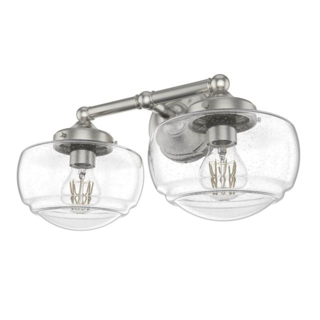 Hunter 19507 Saddle Creek 2 Light 16 inch Bath Vanity Light in Brushed Nickel with Clear Seeded Glass