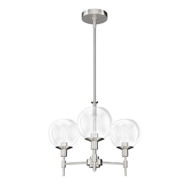 Hunter 19740 Xidane 3 Light 19 inch Chandelier in Brushed Nickel with Clear Glass