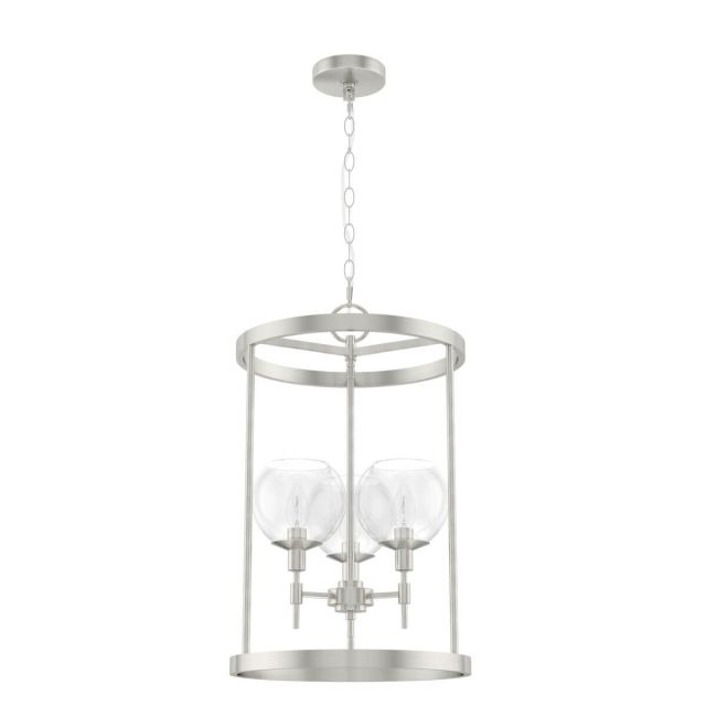 Hunter 19750 Xidane 3 Light 15 inch Foyer Lantern in Brushed Nickel with Clear Glass