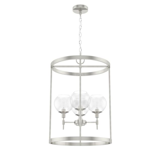Hunter 19752 Xidane 4 Light 19 inch Foyer Lantern in Brushed Nickel with Clear Glass