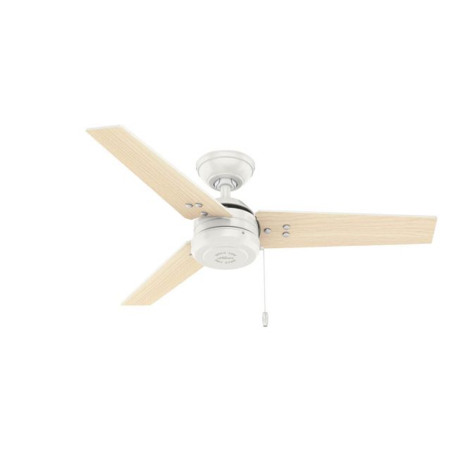 Hunter Cassius 44 inch 3 Blade Pull Chain Outdoor Ceiling Fan in Fresh White with Light Stripe-Fresh White Blade 50262