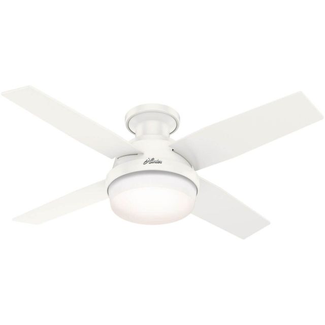 Hunter 50399 Dempsey 44 inch 4 Blade Flush Mount LED Outdoor Ceiling Fan in Fresh White with Washed Oak-Fresh White Blade