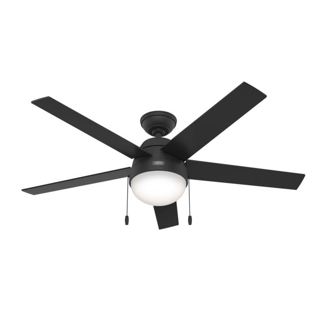 Hunter Anslee 52 inch 5 Blade Pull Chain LED Ceiling Fan in Matte Black with Matte Black-Salted Black Blade 52385