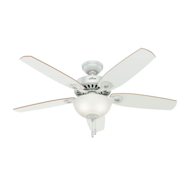 Hunter 53089 Builder 52 inch 5 Blade Pull Chain LED Ceiling Fan in White with White-Beech Blade