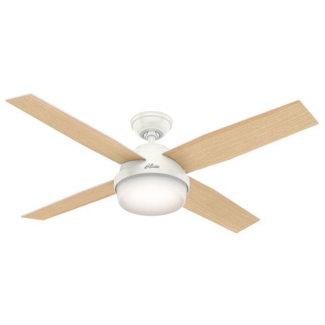 Hunter 59217 Dempsey 52 Inch 2 LED Light Ceiling Fan In Fresh White With 4 Fresh White Blade And Cased White Glass - Remote Included