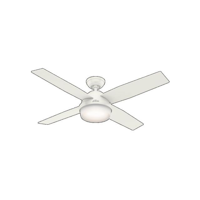 Hunter 59252 Dempsey 2 LED Light 52 Inch Ceiling Fans In Fresh White With 4 Fresh White Blade And Cased White Glass
