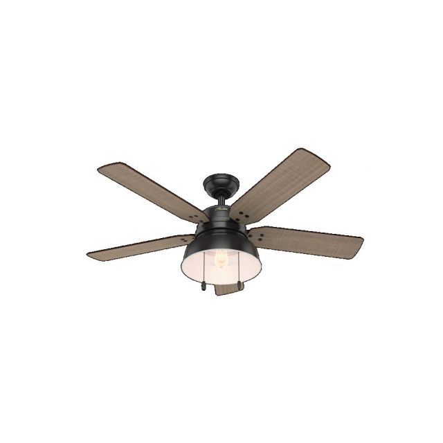 Hunter 59307 Mill Valley 1 LED Light 52 Inch Ceiling Fans In Matte Black With 5 Walnut Stripe Blade