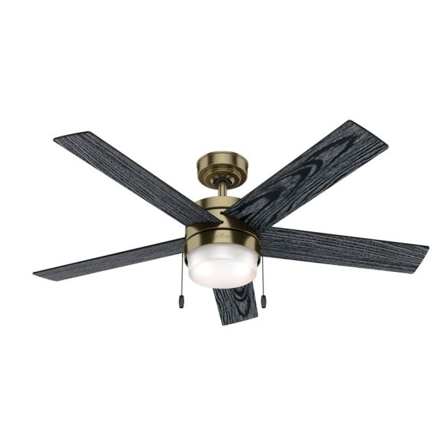 Hunter 59622 Claudette 52 inch 5 Blade LED Ceiling Fan in Modern Brass with Salted Black-Matte Black Blade