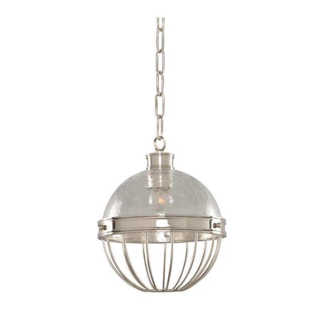 Kalco Lighting 311351PN Montauk 1 Light 9 inch Pendant in Polished Nickel with Hand Blown Crackle Glass