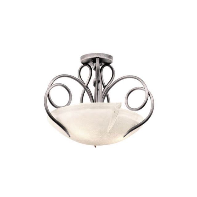 Kalco Lighting 4288PS/FROST Tribecca 3 Light 21 Inch Semi Flush Mount in Pearl Silver with Frost Glass