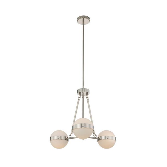 Kalco Lighting 513971PN Tacoma 3 Light 26 inch LED Chandelier in Polished Nickel with Frosted Glass Spheres