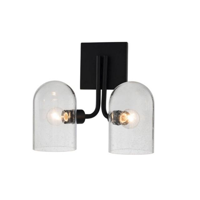 Kalco Lighting Cupola 2 Light 11 inch Tall Wall Sconce in Matte Black with Clear Seeded Glass 514022MB