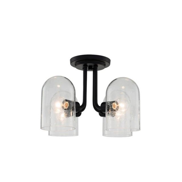 Kalco Lighting Cupola 4 Light 15 inch Semi Flush Mount in Matte Black with Clear Seeded Glass 514045MB