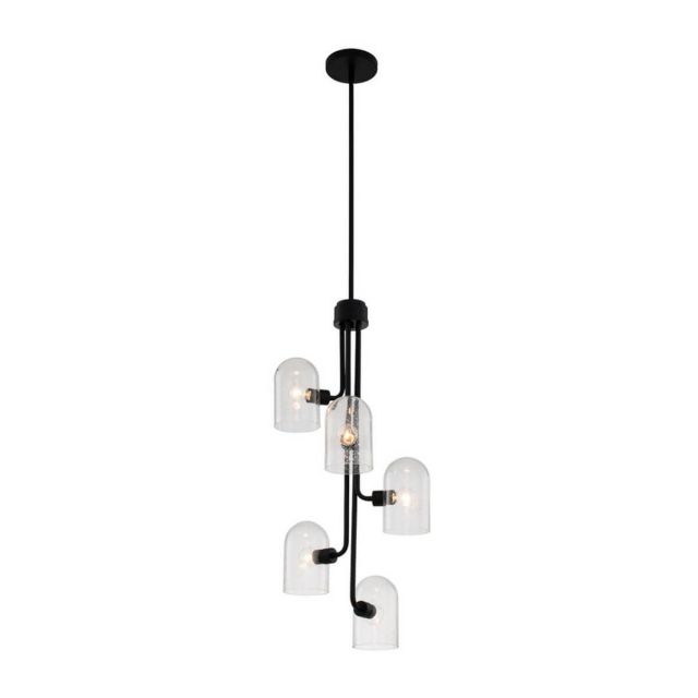 Kalco Lighting Cupola 5 Light 15 inch Large Foyer Pendant in Matte Black with Clear Seeded Glass 514051MB