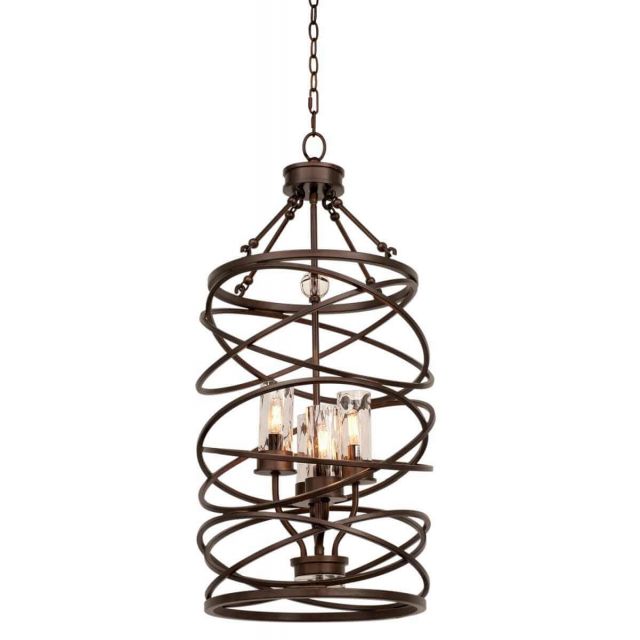 Kalco Lighting 6607EZ Eternity 4 Light 17 inch Foyer Pendant in Etruscan Bronze with Clear Water Glass