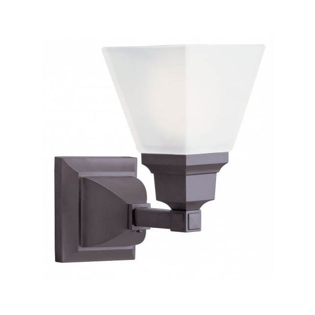 Livex 1031-07 Mission 1 Light 5 inch Bath Lighting In Bronze With Satin Glass