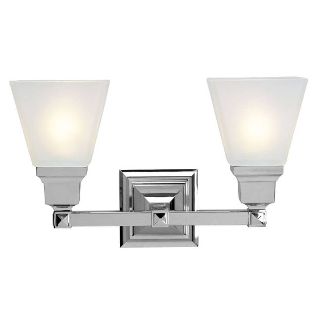 Livex 1032-05 Mission 2 Light 15 Inch Bath Lighting In Polished Chrome With Satin Glass