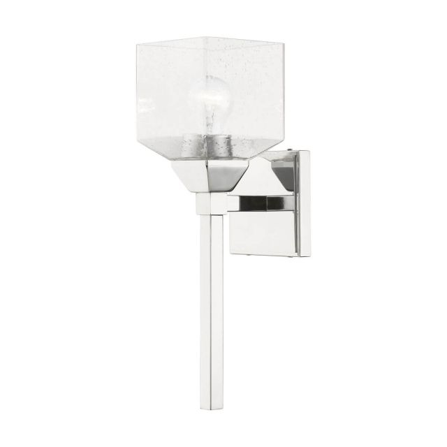 Livex 10389-05 Aragon 1 Light 16 inch Tall Wall Sconce in Polished Chrome with Hand Blown Clear Seeded Glass