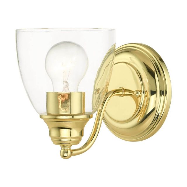 Livex 15131-02 Montgomery 1 Light 5 inch Vanity Sconce in Polished Brass with Hand Blown Clear Glass