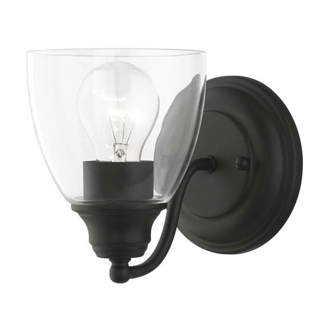 Livex 15131-04 Montgomery 1 Light 7 inch Tall Wall Sconce in Black with Hand Blown Clear Glass