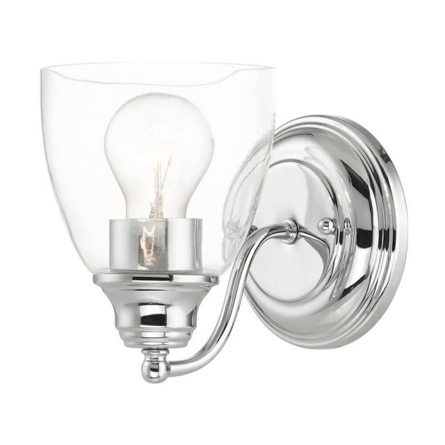 Livex 15131-05 Montgomery 1 Light 5 inch Vanity Sconce in Polished Chrome with Hand Blown Clear Glass