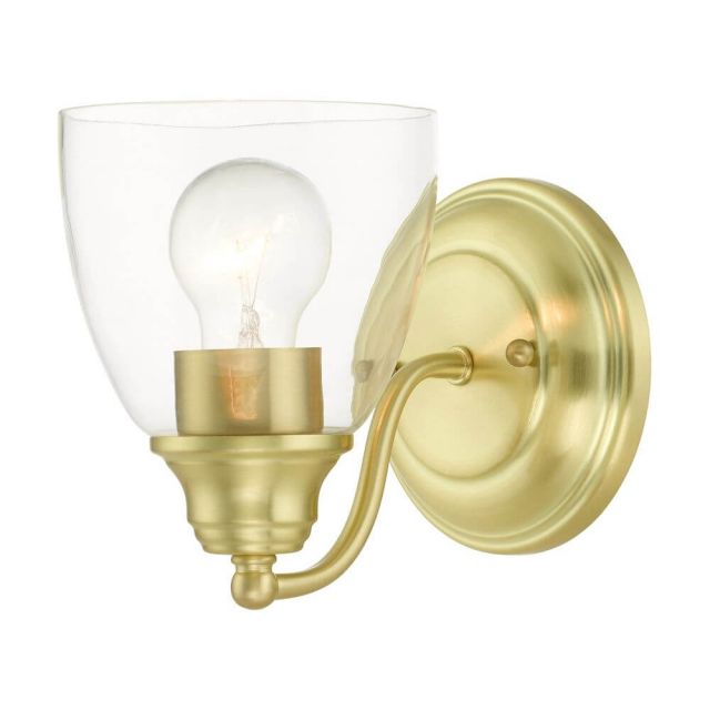 Livex 15131-12 Montgomery 1 Light 5 inch Vanity Sconce in Satin Brass with Hand Blown Clear Glass
