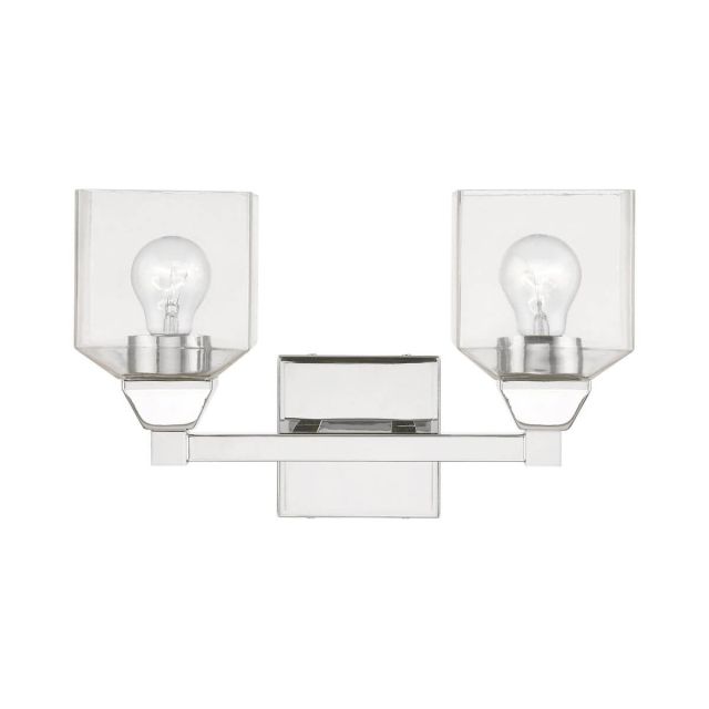 Livex 16772-05 Aragon 2 Light 15 inch Vanity Sconce in Polished Chrome with Clear Glass