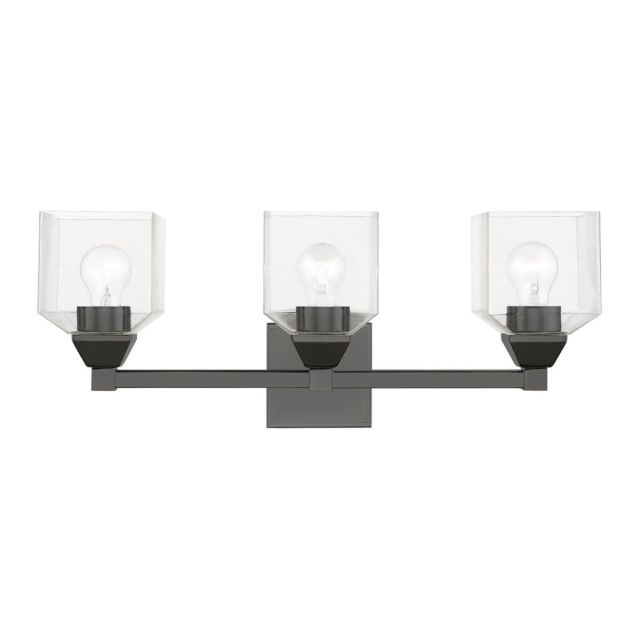 Livex 16773-46 Aragon 3 Light 23 inch Vanity Sconce in Black Chrome with Clear Glass