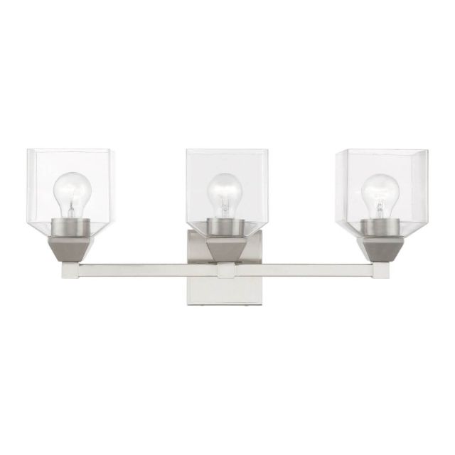 Livex 16773-91 Aragon 3 Light 23 inch Vanity Sconce in Brushed Nickel with Clear Glass