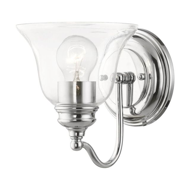 Livex 16931-05 Moreland 1 Light 8 inch Tall Wall Sconce in Polished Chrome with Hand Blown Clear Glass