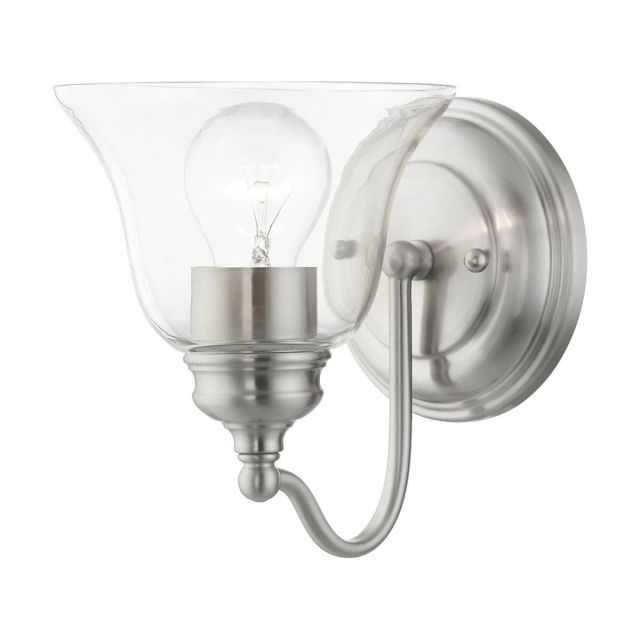 Livex 16931-91 Moreland 1 Light 8 inch Tall Wall Sconce in Brushed Nickel with Hand Blown Clear Glass
