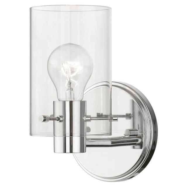 Livex 17231-05 Munich 1 Light 9 inch Tall Wall Sconce in Polished Chrome with Clear Glass