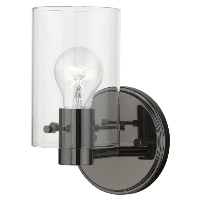 Livex 17231-46 Munich 1 Light 9 inch Tall Wall Sconce in Black Chrome with Clear Glass