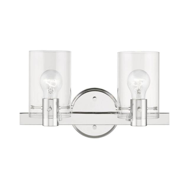 Livex 17232-05 Munich 2 Light 15 inch Vanity Sconce in Polished Chrome with Clear Glass