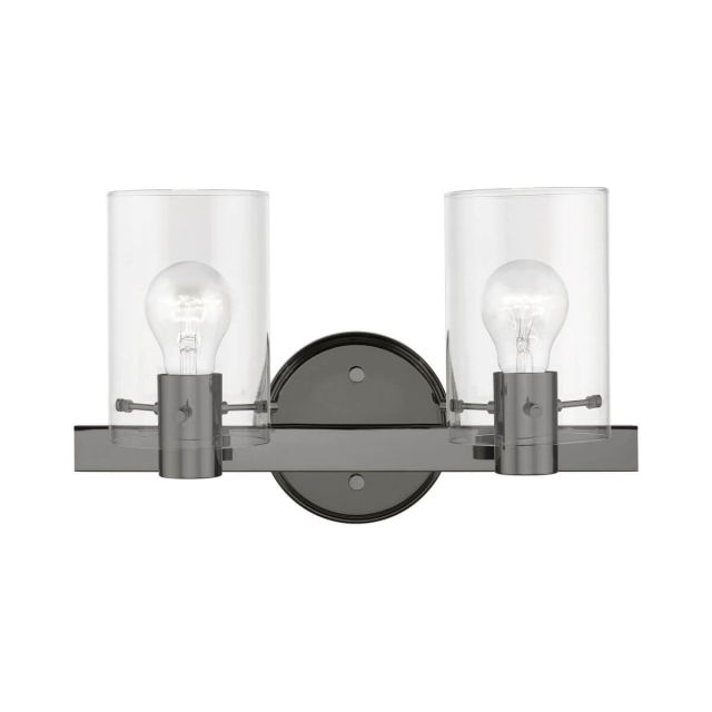 Livex 17232-46 Munich 2 Light 15 inch Vanity Sconce in Black Chrome with Clear Glass
