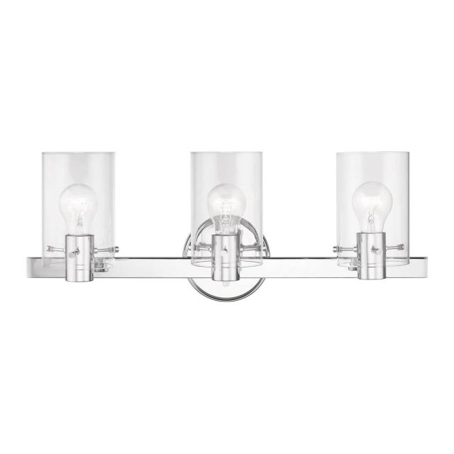 Livex 17233-05 Munich 3 Light 23 inch Vanity Sconce in Polished Chrome with Clear Glass