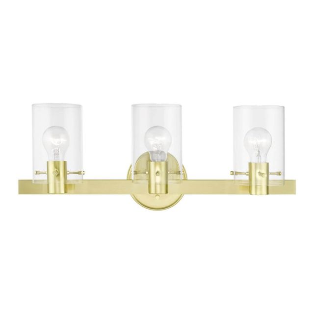 Livex 17233-12 Munich 3 Light 23 inch Vanity Sconce in Satin Brass with Clear Glass