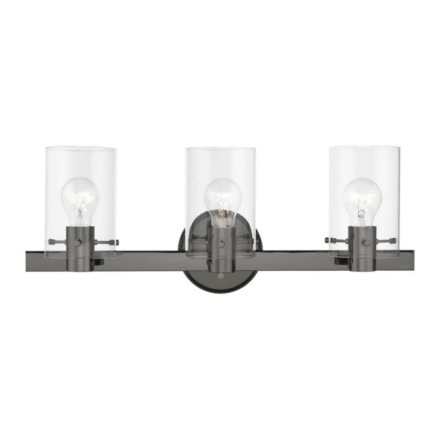 Livex 17233-46 Munich 3 Light 23 inch Vanity Sconce in Black Chrome with Clear Glass