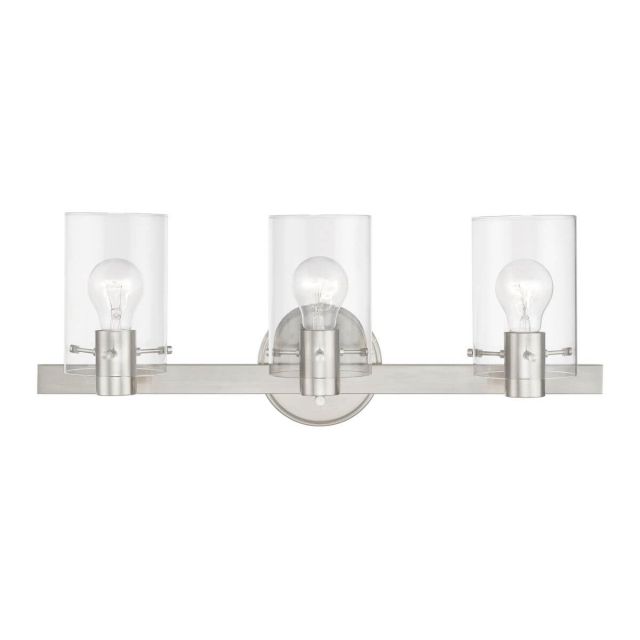 Livex 17233-91 Munich 3 Light 23 inch Vanity Sconce in Brushed Nickel with Clear Glass