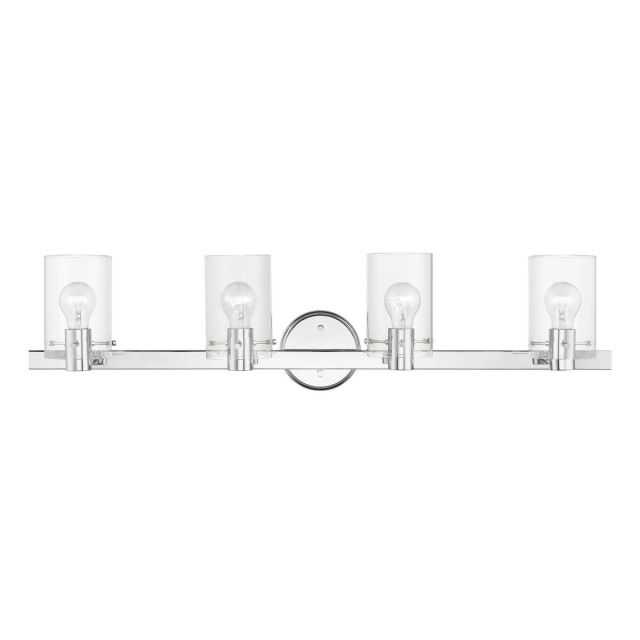 Livex 17234-05 Munich 4 Light 36 inch Vanity Sconce in Polished Chrome with Clear Glass