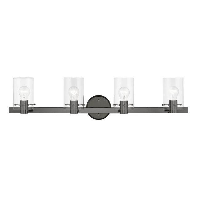 Livex 17234-46 Munich 4 Light 36 inch Vanity Sconce in Black Chrome with Clear Glass